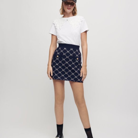 Maje Dresses & Skirts - New Maje Jino Jacquard Knit Skirt with Bows size Large